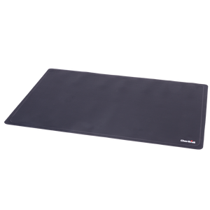 Black Char-Broil rectangular grill mat with raised edges.