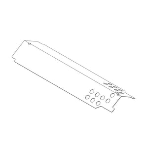 Metal bracket with multiple round ventilation holes, angled design, suitable for mounting or supporting hardware components.