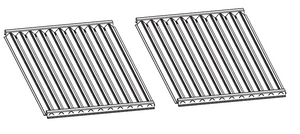 Two rectangular vent grilles with angled slats, shown side by side in a black and white line drawing.