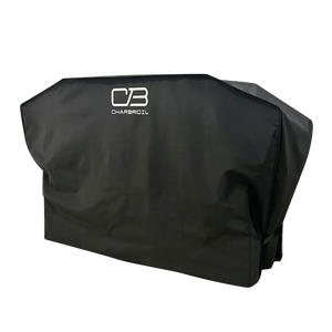 Black Char-Broil grill cover with logo.