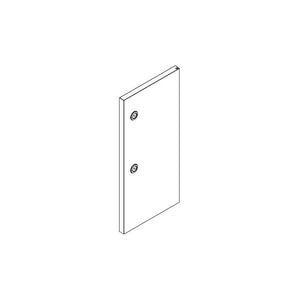 Rectangular door panel with two circular holes for hardware, shown in simple black and white line drawing.