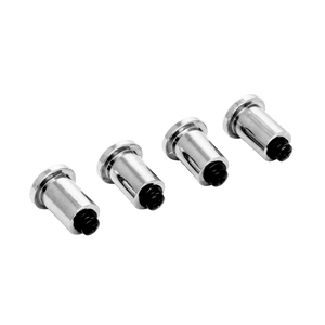 Silver metal rivet caps, four pieces.