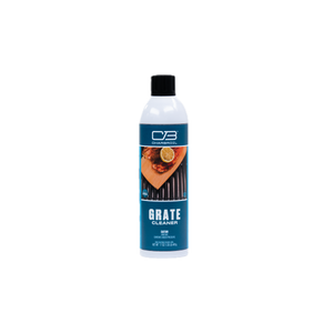 White Char-Broil Grate Cleaner spray bottle with blue label and food image.