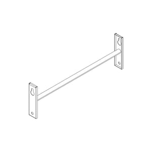 Wall-mounted metal rod with two rectangular brackets, ideal for hanging items. Simple, minimalist design.