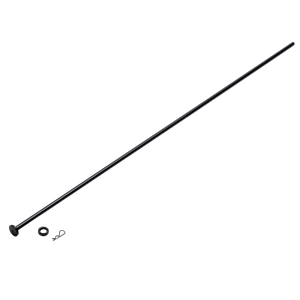 Long metal rod with a flat end, washer, and clip. Ideal for structural or mounting applications. Silver finish.
