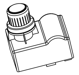 Rotary knob switch with textured grip, mounted on a rectangular base. Clear lines for easy identification and use.
