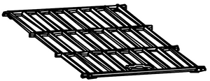 Metal ramp with parallel bars and side rails, designed for accessibility and easy wheelchair or cart movement.