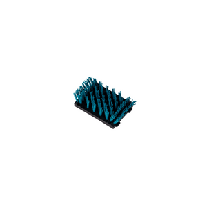 Blue bristle brush with black base, angled view.
