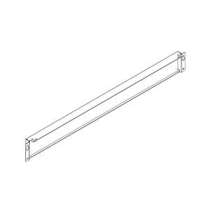 Steel rack mount support bar; rectangular shape with flanged ends and mounting holes for secure installation.