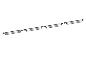 Four linear LED light fixtures mounted in a row, each with a rectangular shape and angled brackets.