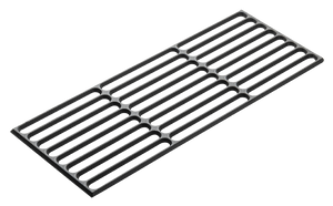 Rectangular metal drain grate with parallel slots, black finish, designed for water drainage and safety.