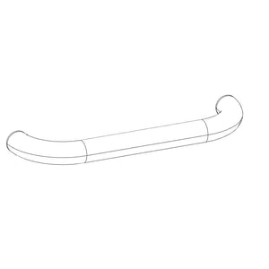 Curved metal grab bar with smooth finish, designed for safety and support in bathrooms or hallways.