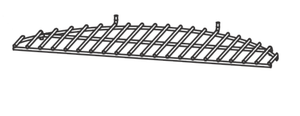 Metal wire shelf with horizontal and vertical bars, suitable for storage or display.