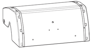Rectangular metal enclosure with curved top, mounting holes, and side cutout. Suitable for electronics or machinery housing.