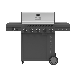 Char-Broil Performance Series 4-burner gas grill, black and silver.