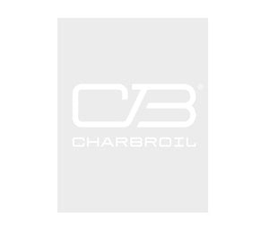 Char-Broil logo in white on a light gray background, featuring bold "CB" letters above the brand name.