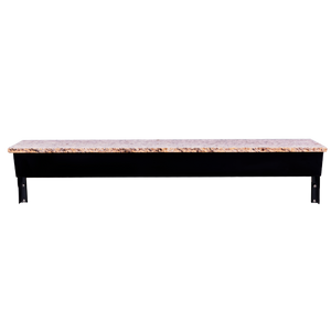 Black metal frame with light-colored stone top, modern design.