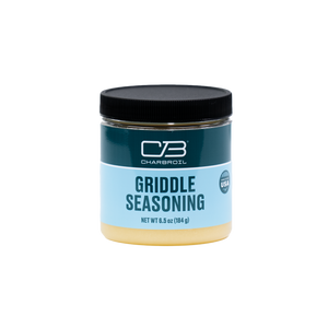 Blue Char-Broil Griddle Seasoning jar, 6.5 oz (184 g).