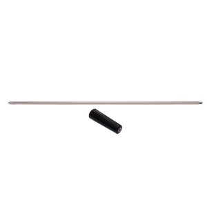 Silver metal rod with black foam grip end cap.