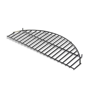 Curved metal grill rack with parallel bars, partially visible. Ideal for grilling or oven use.