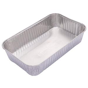 Rectangular disposable aluminum drip pan for catching grease in Char-Broil grills.