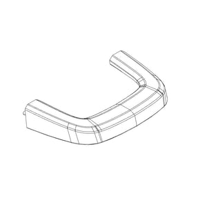 Black and white line drawing of a curved bumper guard with defined edges and contours, open at one end.