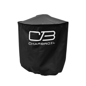 Black Char-Broil grill cover with "CB" logo.