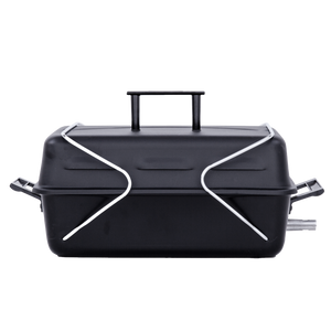 Portable black Char-Broil charcoal grill with side handles and a top handle for easy carrying.