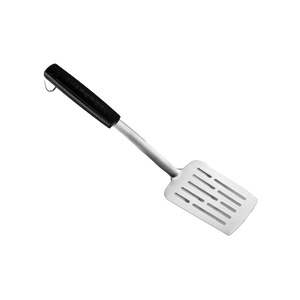 Black-handled stainless steel spatula with slotted head, "CHARDON" branding.
