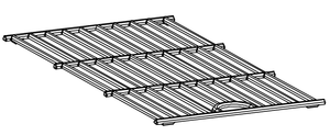 Metal roof panel with parallel ridges and a circular cutout near one edge. Durable, structured design for roofing.