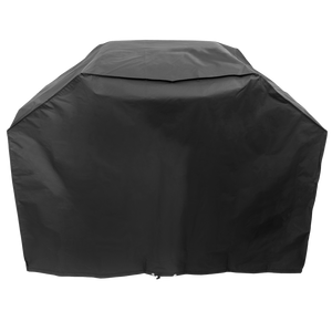 Black outdoor grill cover, waterproof and durable.