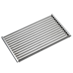 Stainless steel grill grate with parallel rods, ideal for grilling food evenly. Durable and easy to clean.