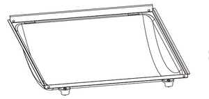 Rectangular ADA-compliant shower pan with raised edges and corner drains, designed for easy wheelchair access.