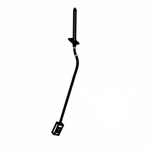 Black metal garden hoe with a long handle and angled blade for digging or weeding. Simple, ergonomic design.