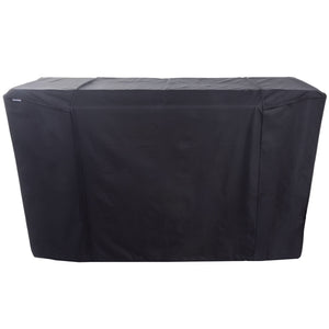 Black Char-Broil grill cover protecting a rectangular outdoor grill; durable, weather-resistant fabric.