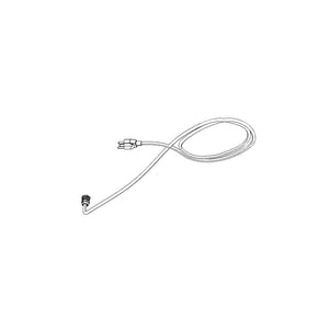 Long electrical power cord with a plug on one end and a connector on the other. Thin, flexible cable design.