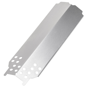 Stainless steel grill heat plate with vent holes, angled design for even heat distribution and protection.