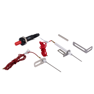 Red and black temperature probe with cables and metal components.