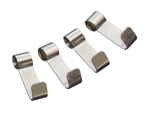Silver metal hooks with hexagonal ends, varying in size.