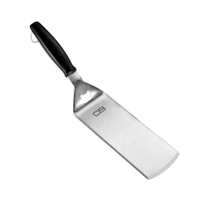 Silver and black spatula with "CB" logo, angled view.