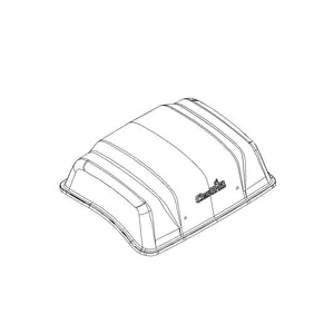 Line drawing of a Char-Broil grill lid with logo, shown from an angled top view.