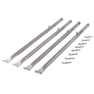 Silver gas grill burner tubes, set of four.