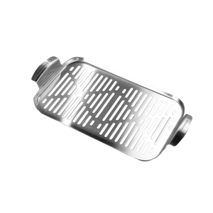 Silver Char-Broil grill pan with slotted design.