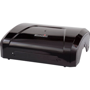 Char-Broil black grill lid with sleek, curved design and logo on top. Durable metal construction.