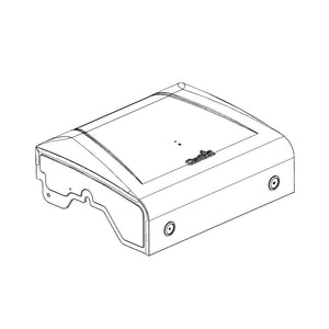 Rectangular metal enclosure with curved edges and mounting holes, designed for electronic device protection and installation.