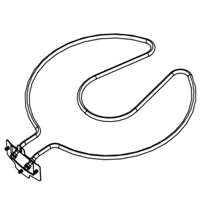 U-shaped metal heating element with mounting plate and connectors, typically used in ovens or electric appliances.