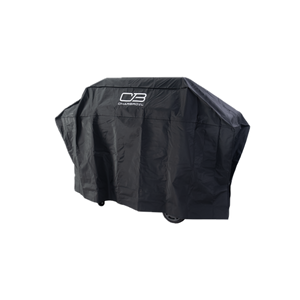 Black Char-Broil grill cover with CB logo.