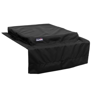 Black Char-Broil grill cover with brand logo.