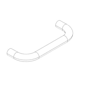 Curved metal grab bar with rounded ends, designed for secure hand support and easy grip. Simple, ADA-friendly design.