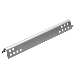 Stainless steel grill heat plate with vent holes, angled design for even heat distribution and flare-up reduction.